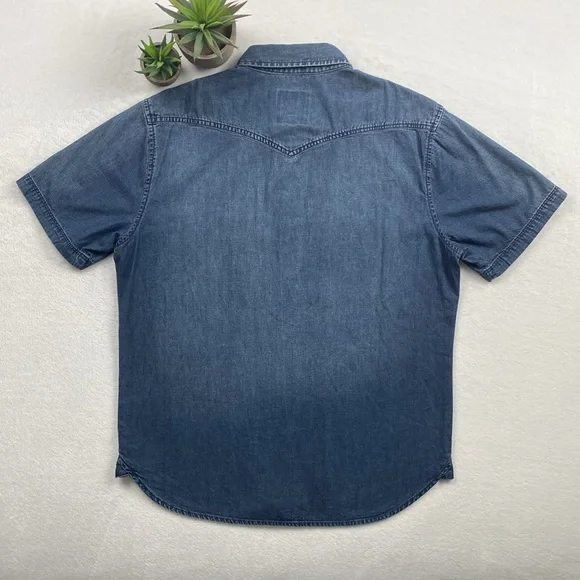 Fundamental Coast Denim Short Sleeve Button Up (Blue) - Picture 2 of 16